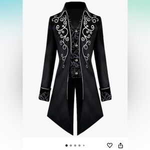 Men's Black Embroidered Coat